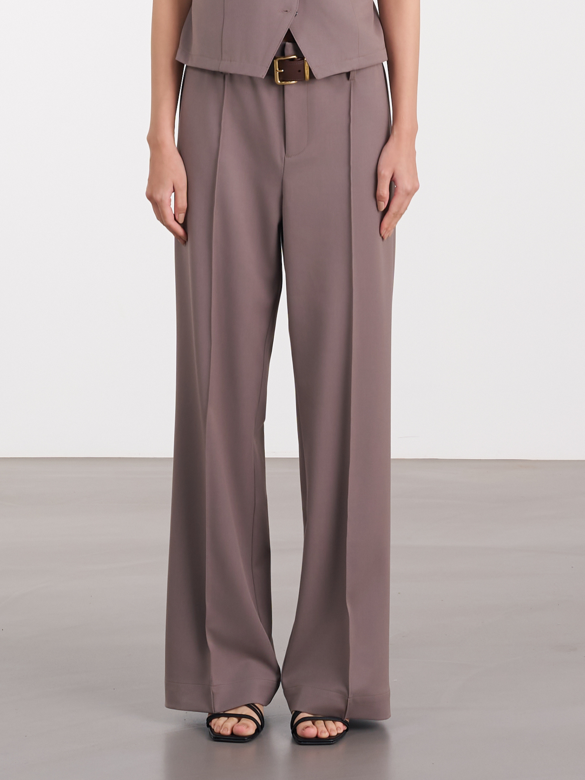 Fluid Pleated Trousers 中腰打褶長褲 - Mocha Gray