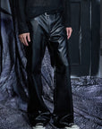 Boot Cut Pants 闊腿皮褲- Black